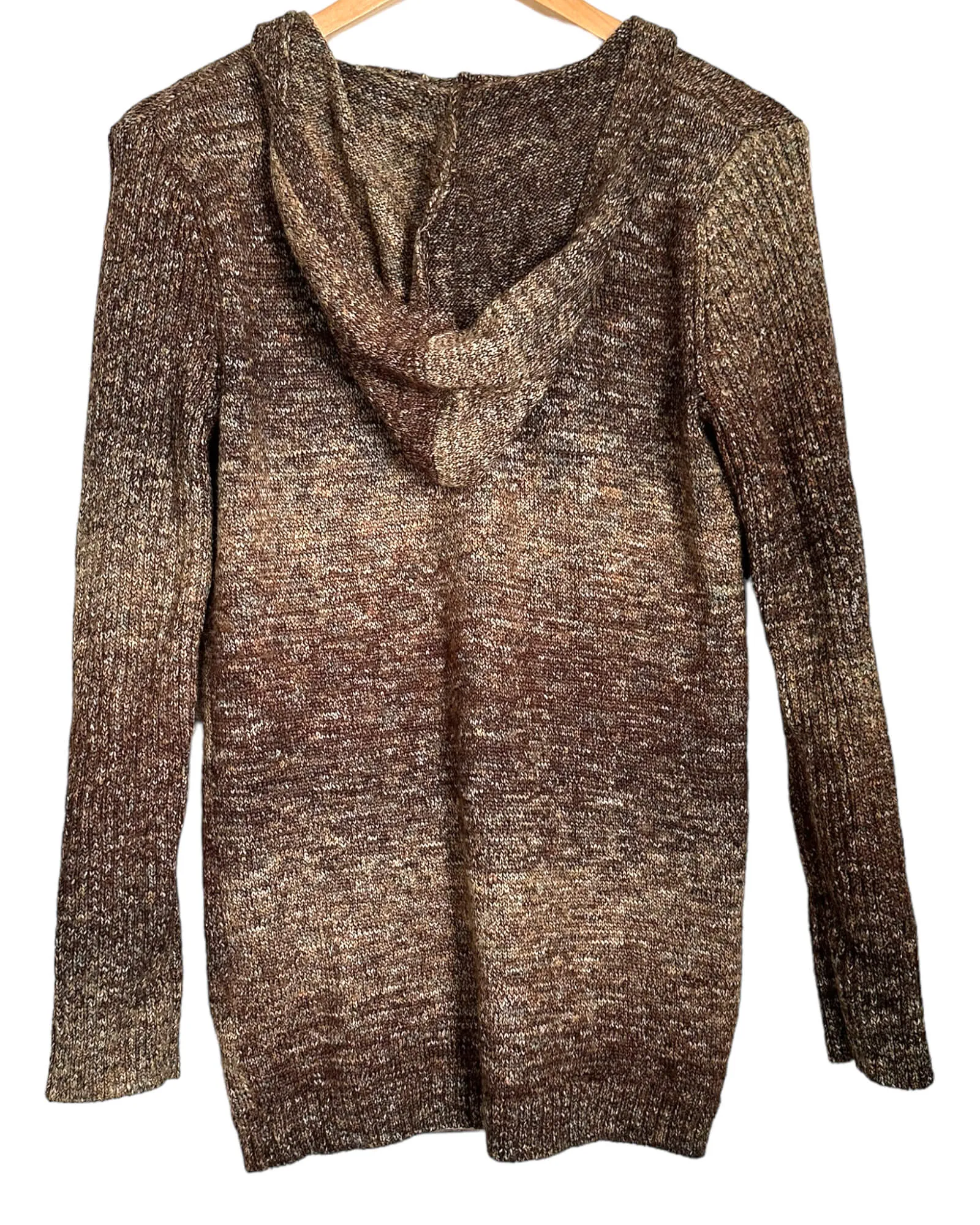 Soft Autumn Brown Marle Hooded Cardigan Sweater