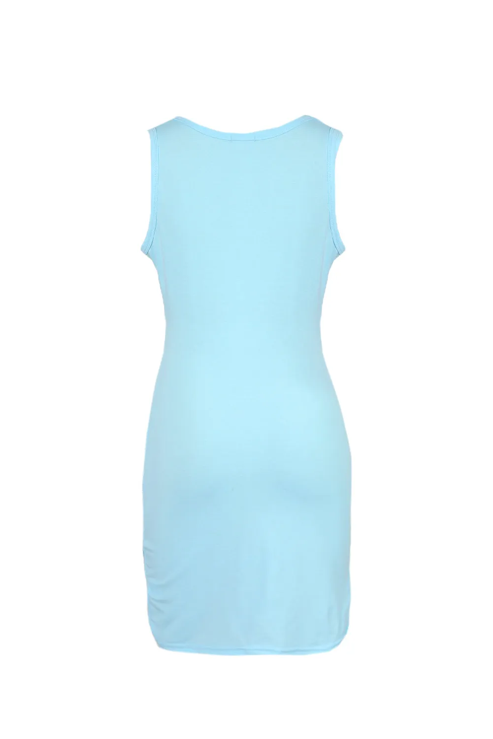 Solid Color Ruched Cut Out Waist Bodycon Dress