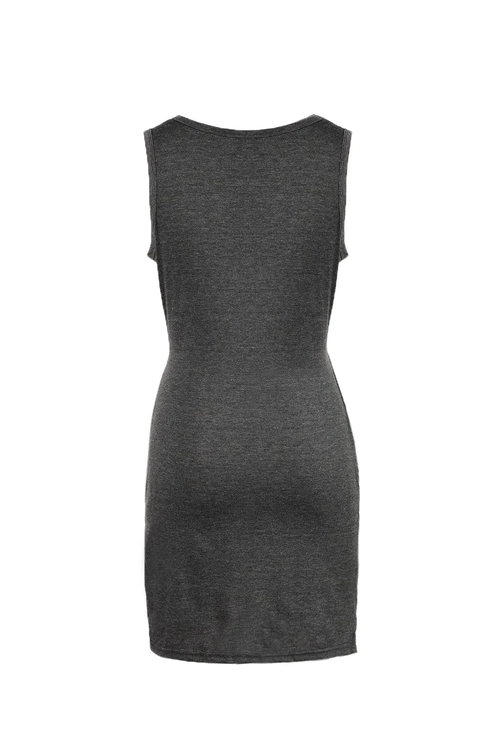 Solid Color Ruched Cut Out Waist Bodycon Dress