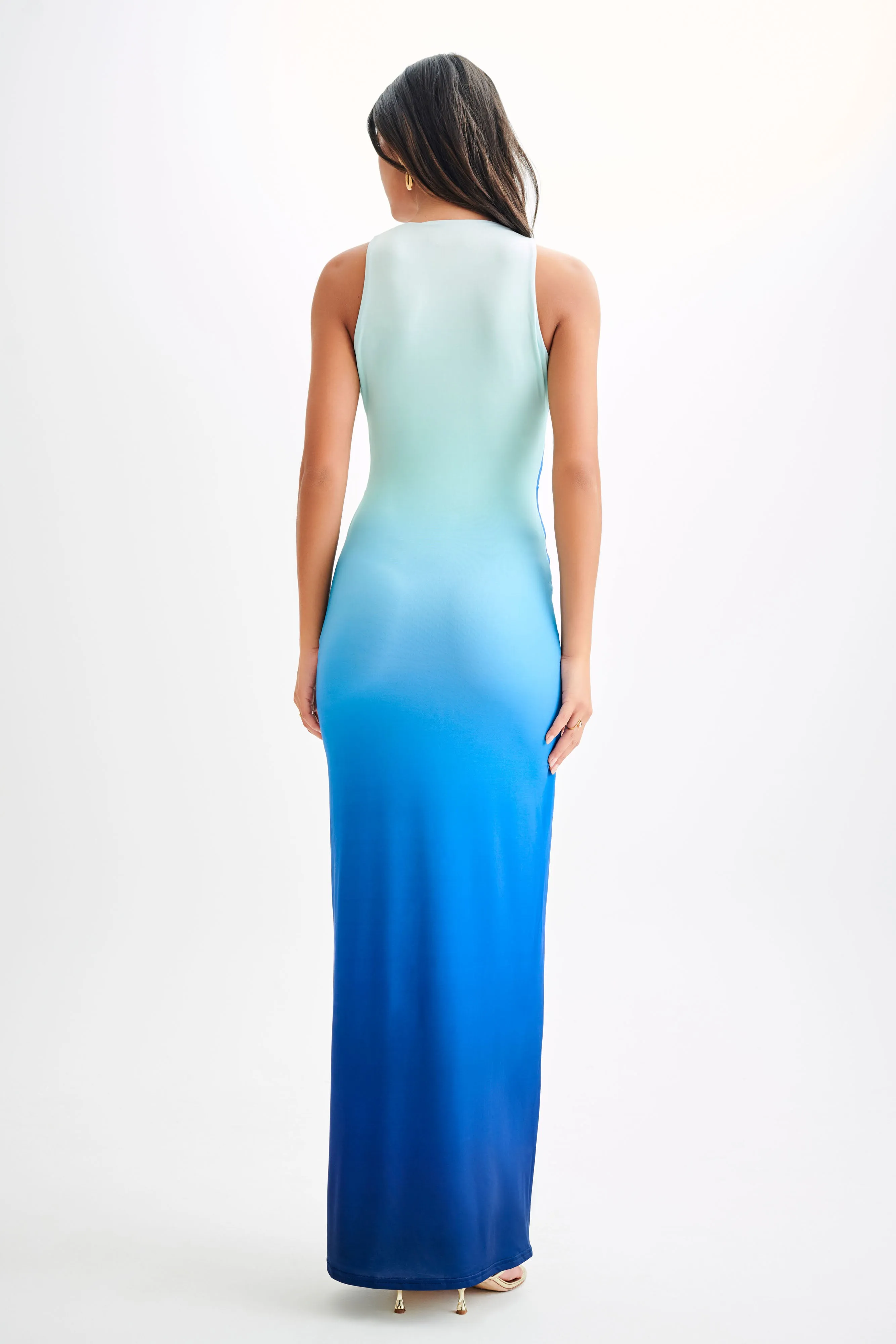 Stella Draped Slinky Maxi Dress - Ombre Blue