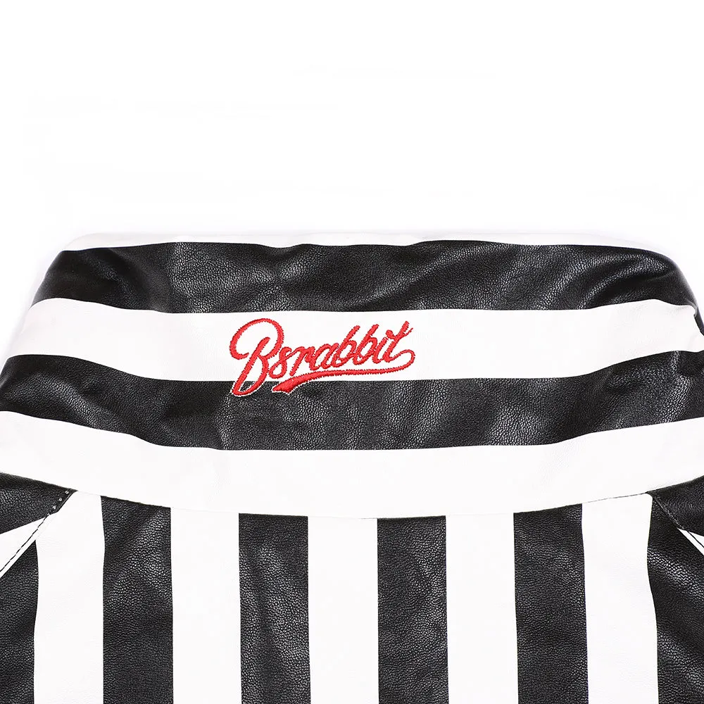 STRIPE LOGO PADDING JUMPER WHITE BLACK