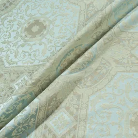 Taupe & Baby Blue Cotton Blend Brocade