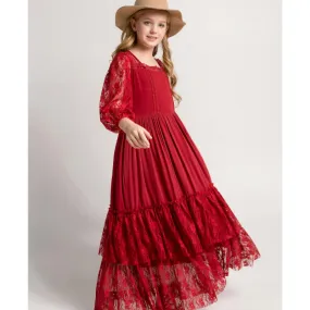 The Mariah Long Sleeve Lace Maxi Dress for Girls & Tweens