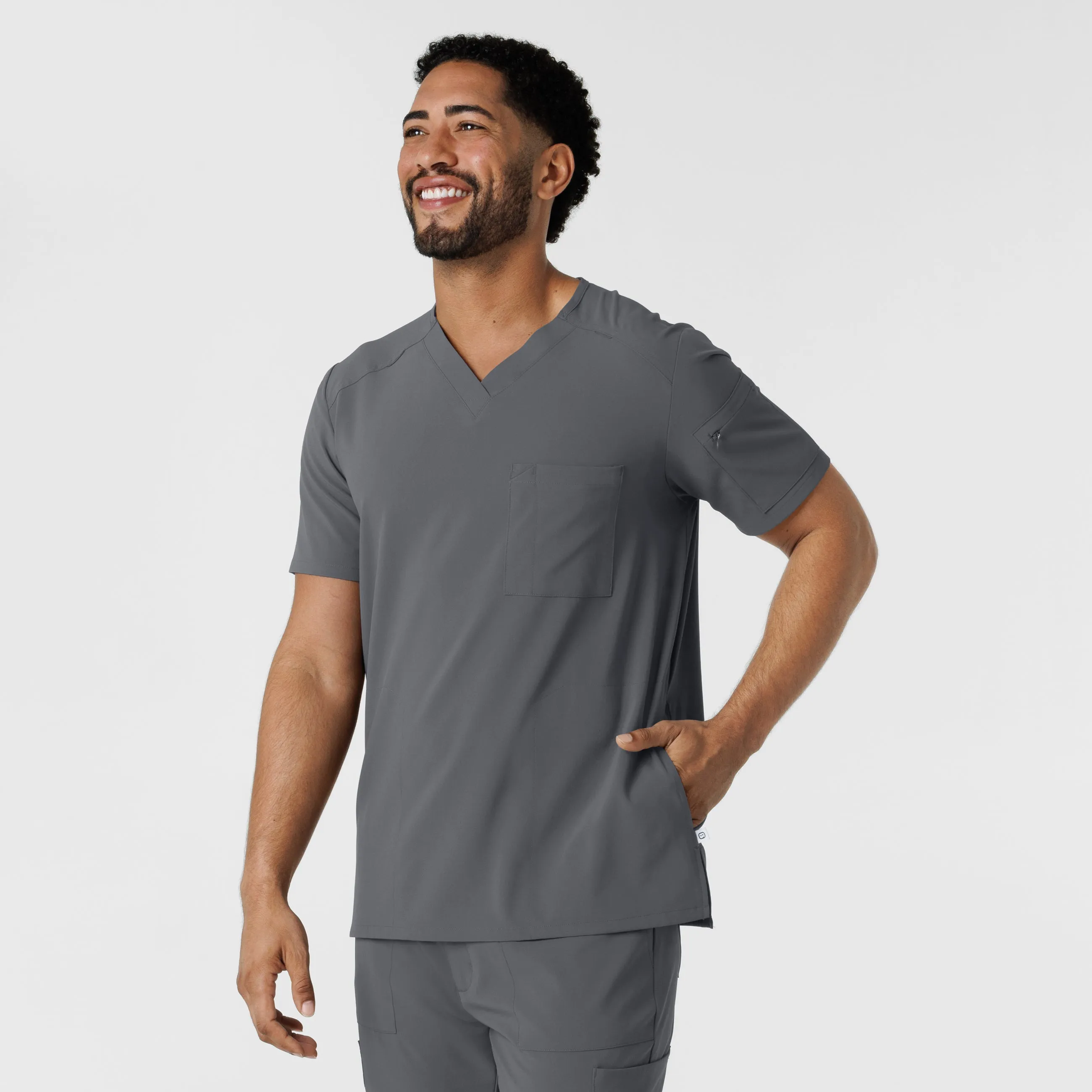 UMSL RENEW Men's V-Neck 5 Pocket Scrub Top With Logo