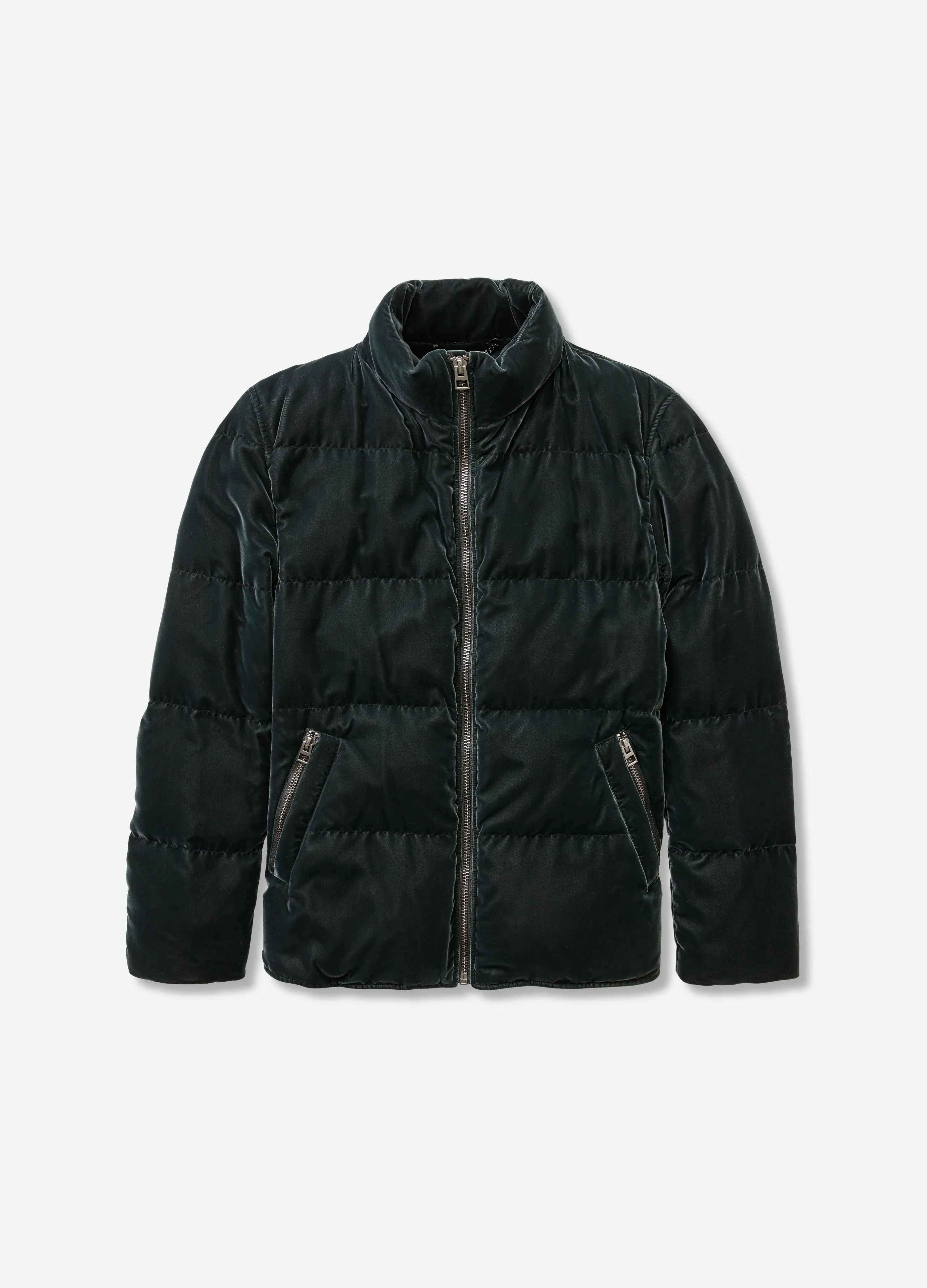 Velvet Puffer Jacket Dark Green