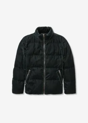 Velvet Puffer Jacket Dark Green