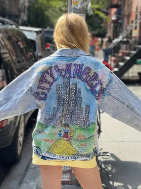 Vintage 80s Bedazzled City of Angels Jean Jacket