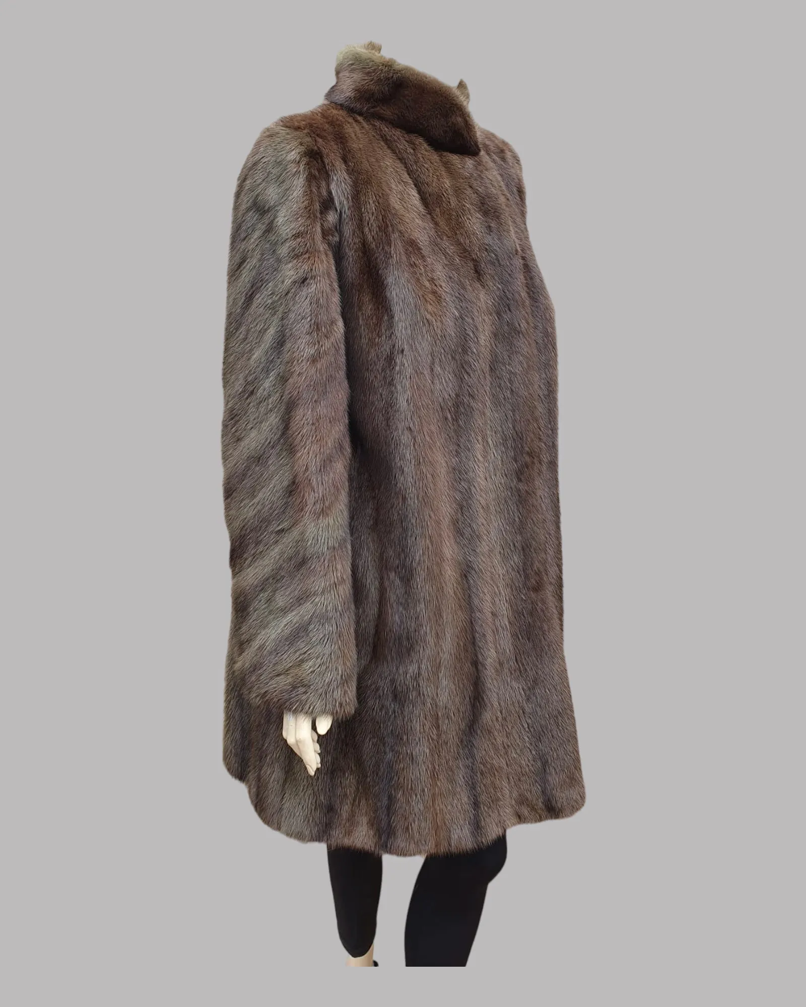 Vintage Tobacco-Dyed Cross Mink Fur ⅞ Coat -L/XL