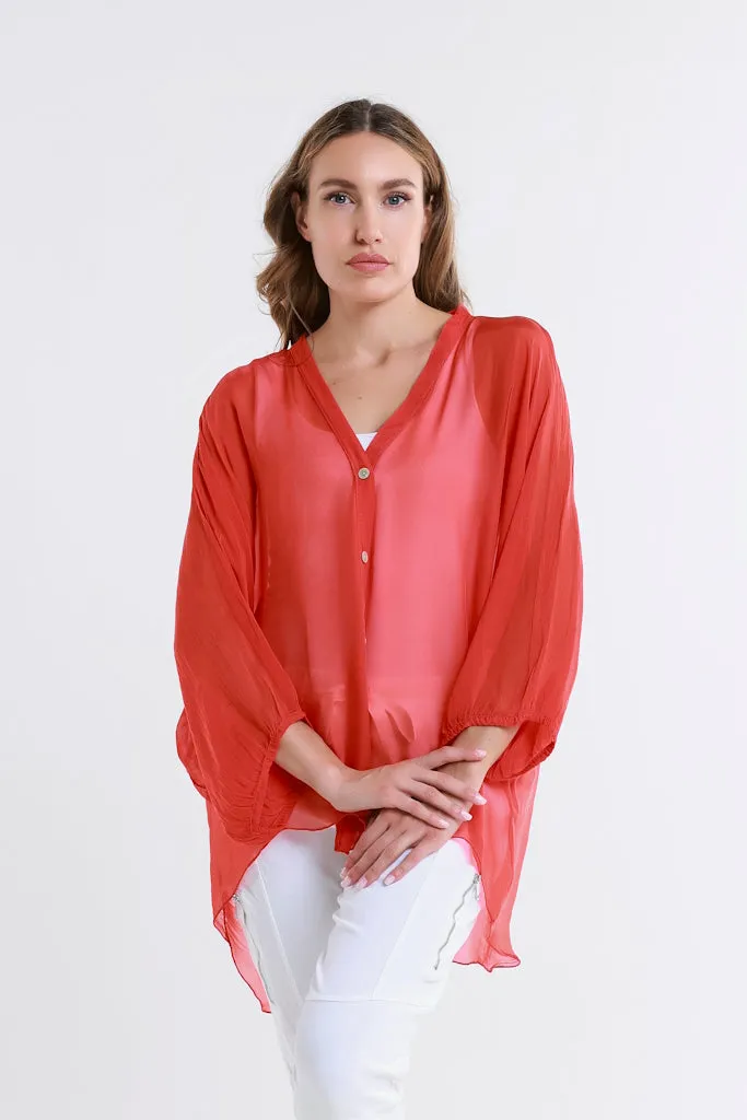 Viola Silk Button Front Blouse (BQ208)