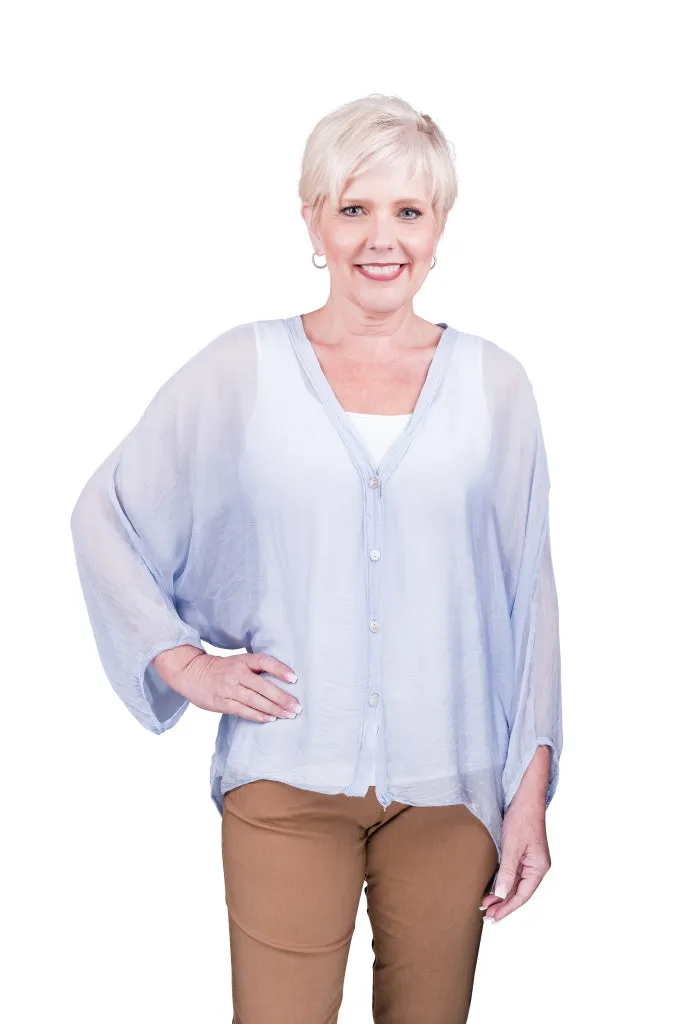 Viola Silk Button Front Blouse (BQ208)