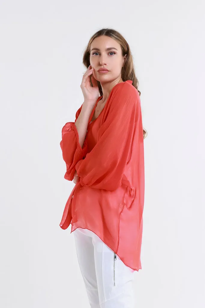 Viola Silk Button Front Blouse (BQ208)