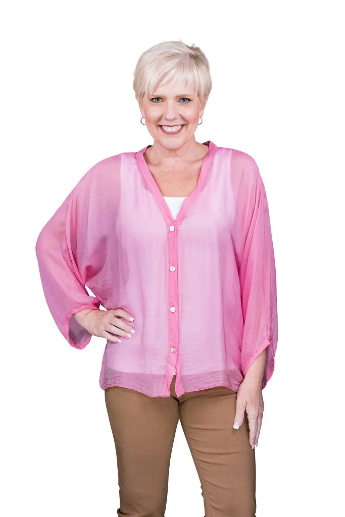 Viola Silk Button Front Blouse (BQ208)