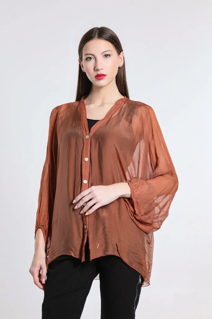 Viola Silk Button Front Blouse (BQ208)