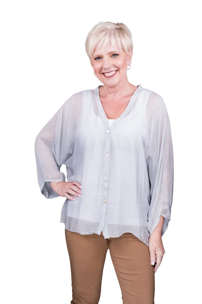 Viola Silk Button Front Blouse (BQ208)