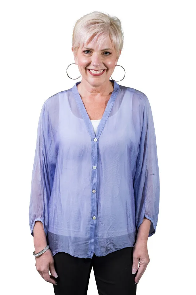 Viola Silk Button Front Blouse (BQ208)