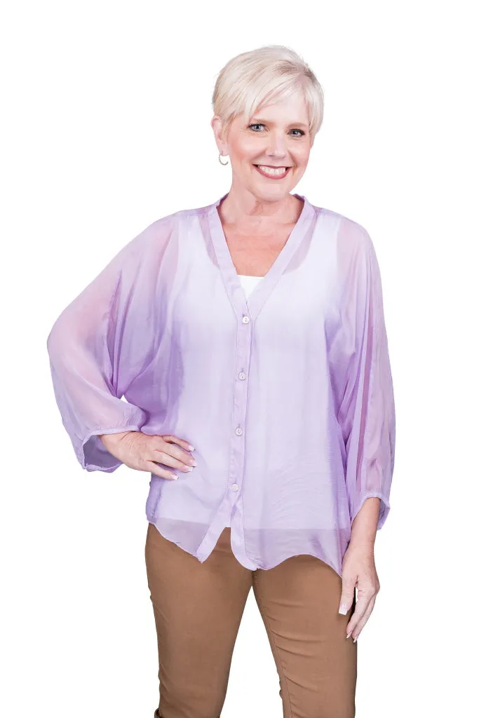 Viola Silk Button Front Blouse (BQ208)