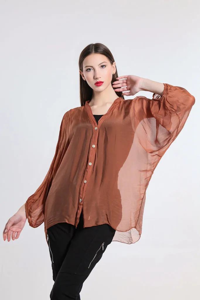 Viola Silk Button Front Blouse (BQ208)