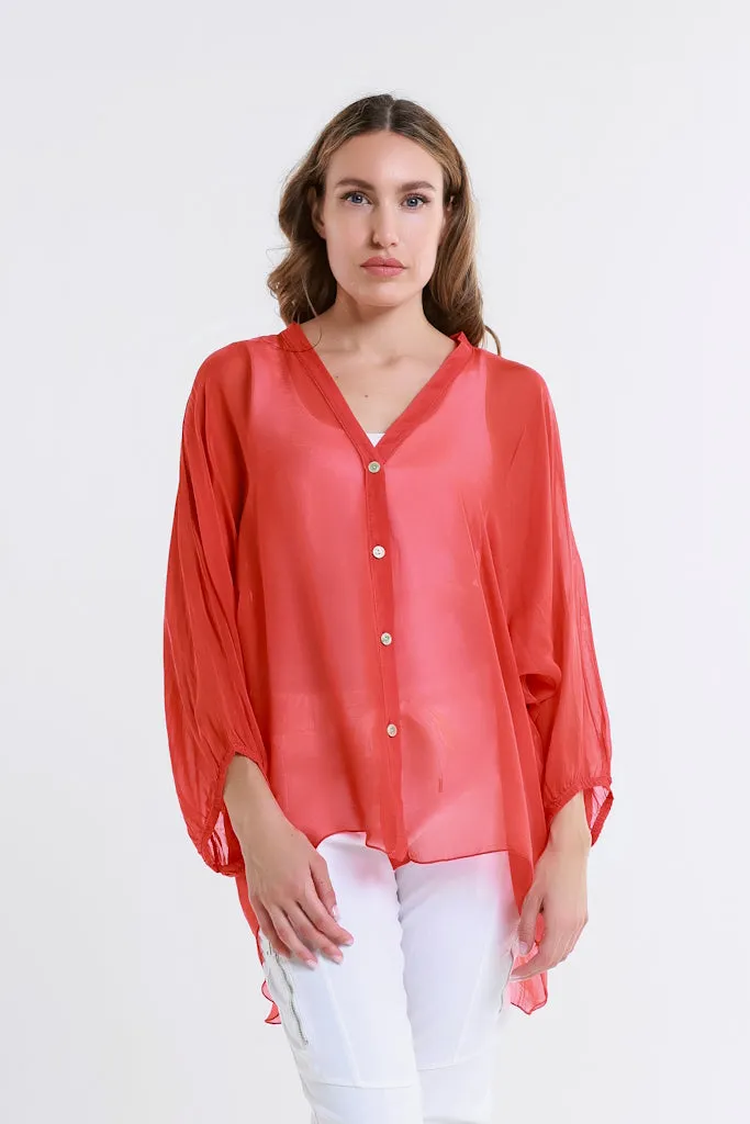 Viola Silk Button Front Blouse (BQ208)