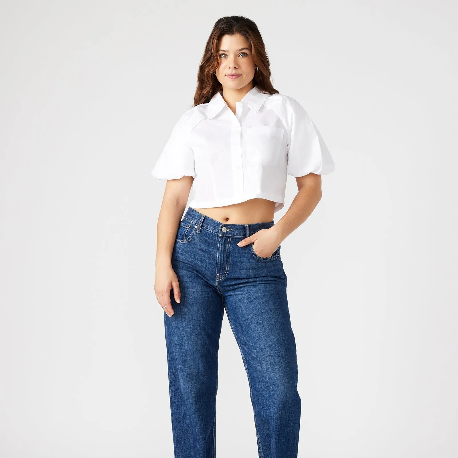 White Boxy Poplin Top