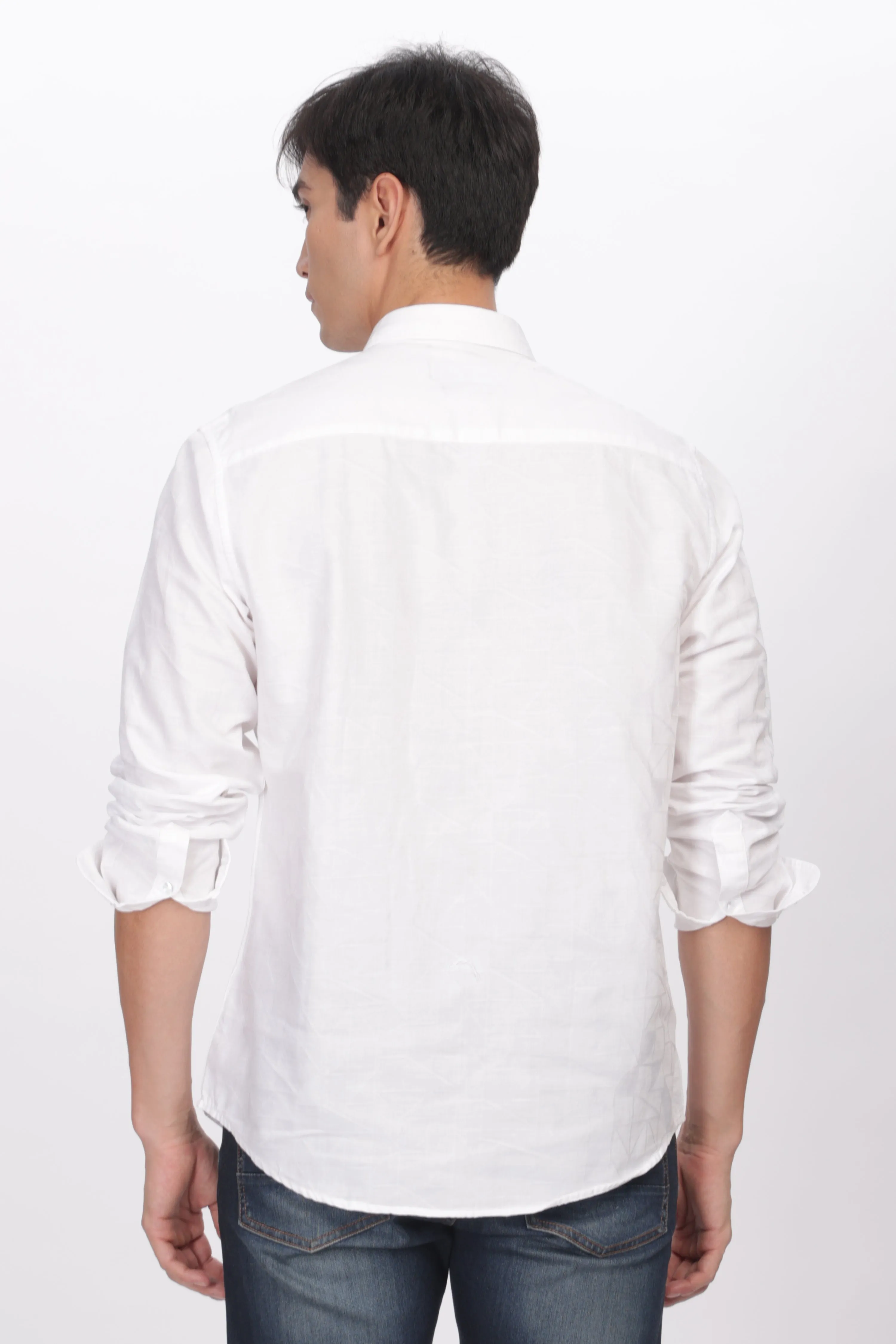 White Textured Party Wear Shirt