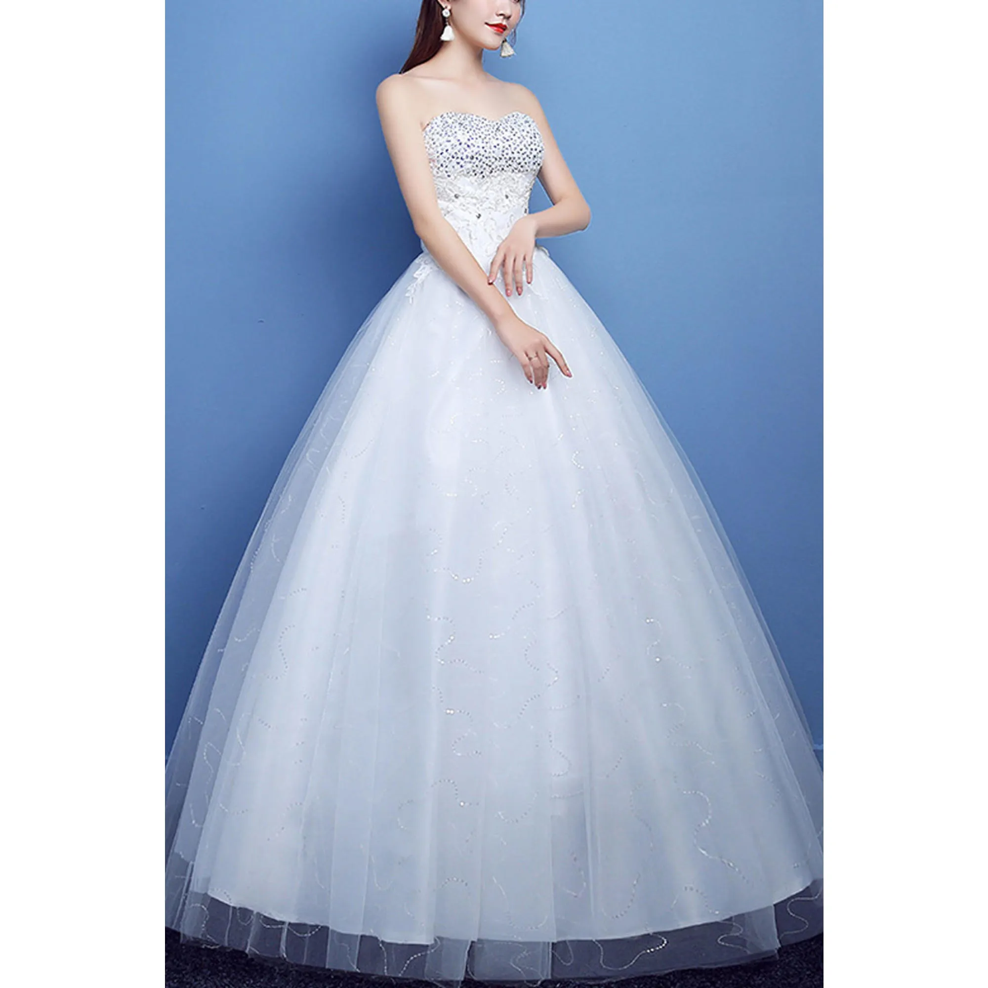 Women Superb Sleeveless Slim Waist Large Swing Beautiful Long Length Party & Wedding Dress - C2767TCD