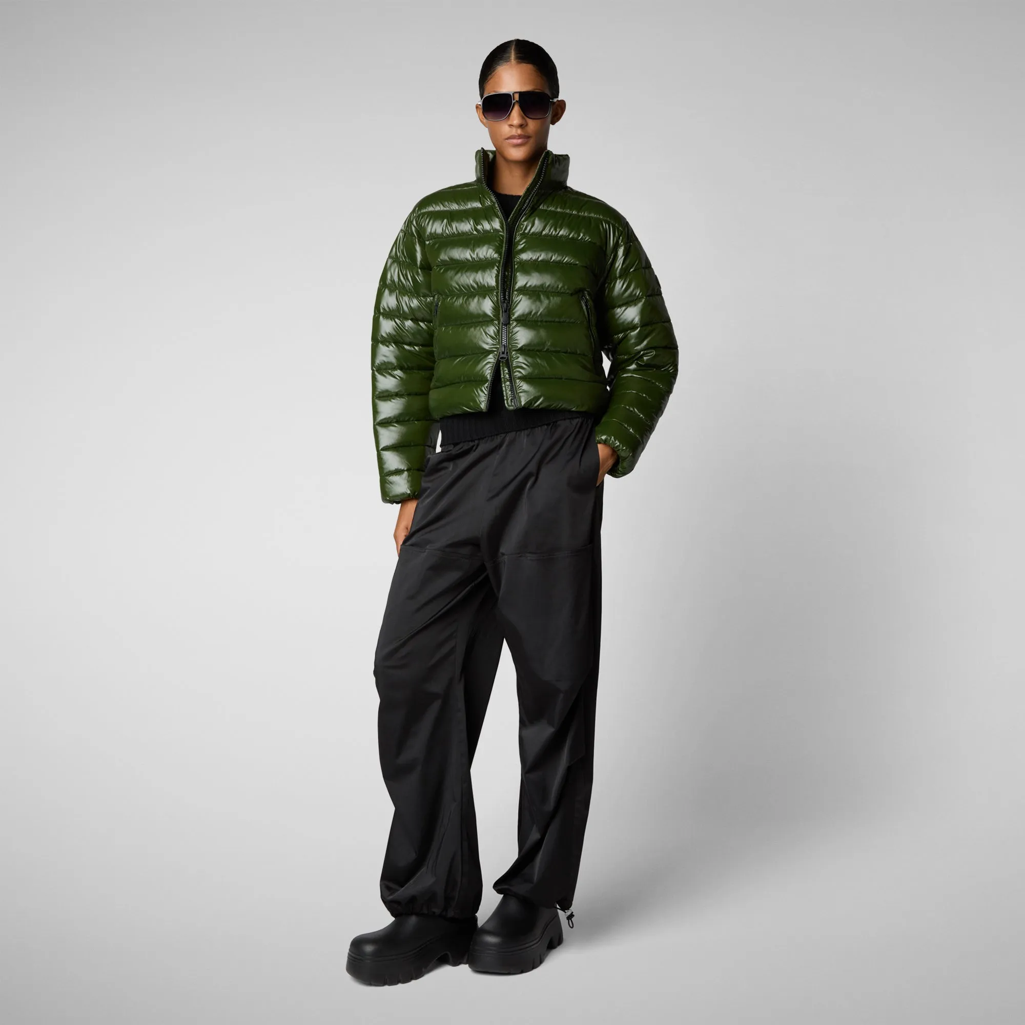 Women's animal free Puffer myra in pine green