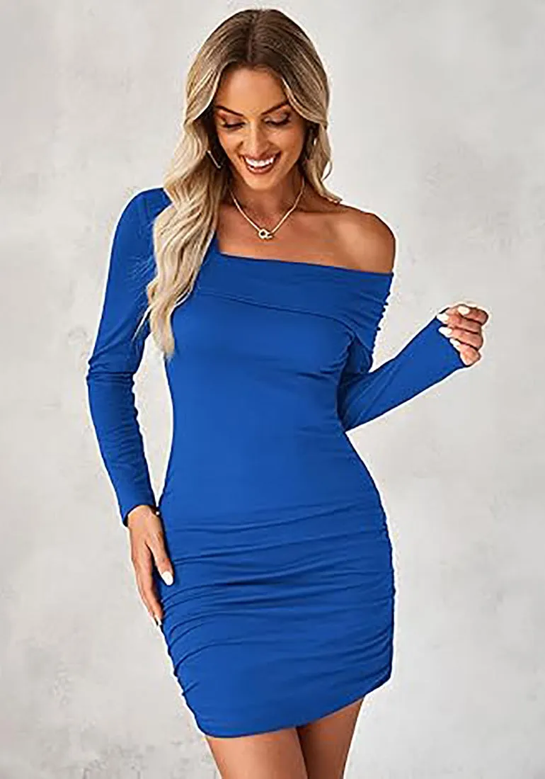 Women's Bodycon One Shoulder Long Sleeve Sexy Short Dress