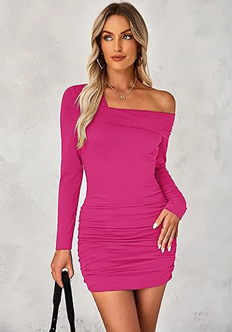 Women's Bodycon One Shoulder Long Sleeve Sexy Short Dress