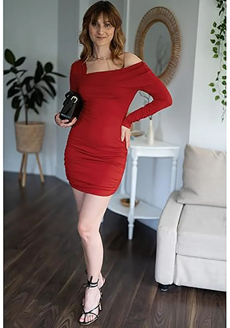 Women's Bodycon One Shoulder Long Sleeve Sexy Short Dress