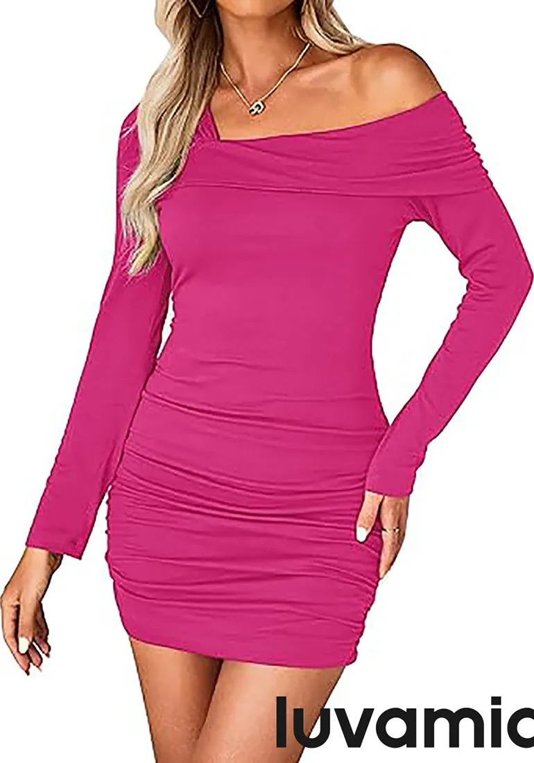 Women's Bodycon One Shoulder Long Sleeve Sexy Short Dress