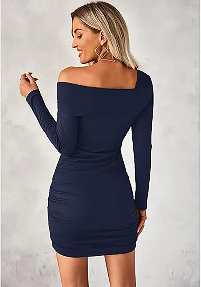 Women's Bodycon One Shoulder Long Sleeve Sexy Short Dress