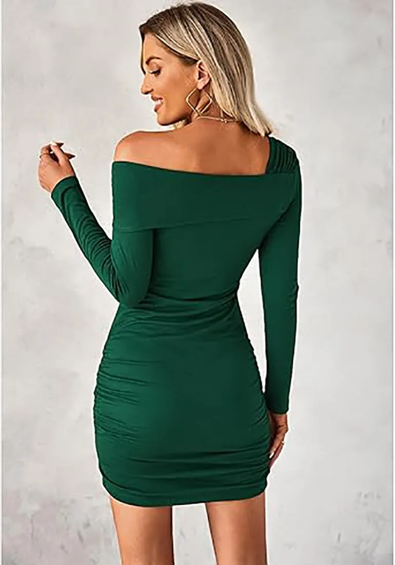 Women's Bodycon One Shoulder Long Sleeve Sexy Short Dress