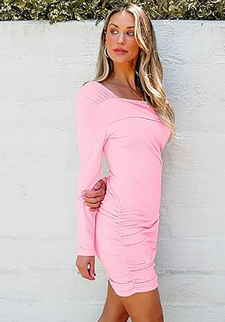 Women's Bodycon One Shoulder Long Sleeve Sexy Short Dress