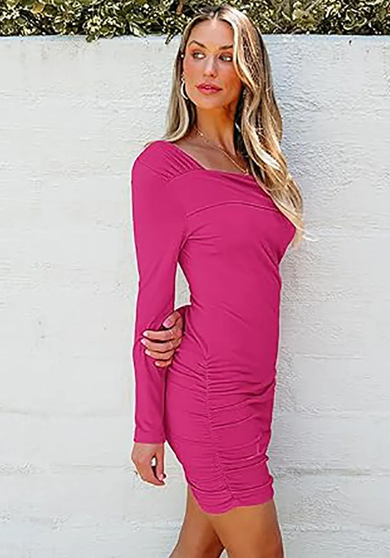 Women's Bodycon One Shoulder Long Sleeve Sexy Short Dress