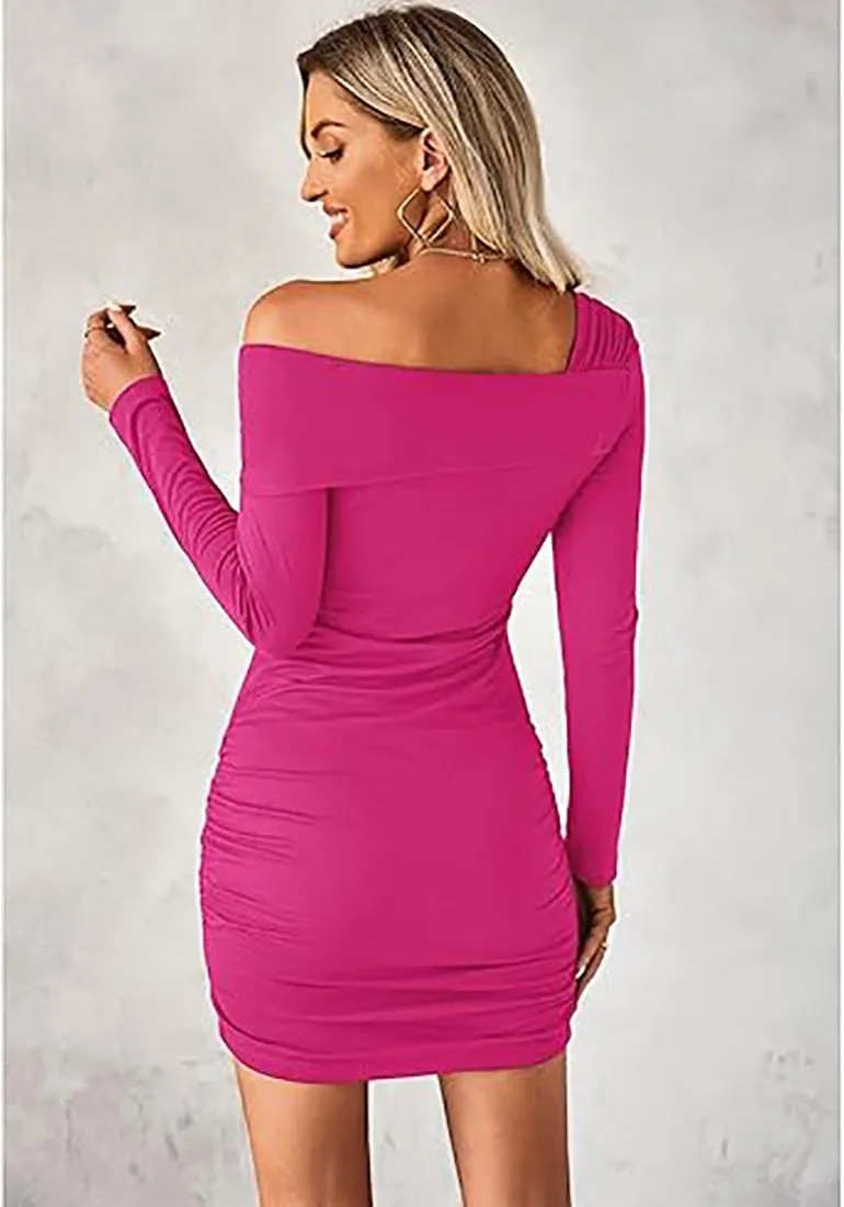 Women's Bodycon One Shoulder Long Sleeve Sexy Short Dress