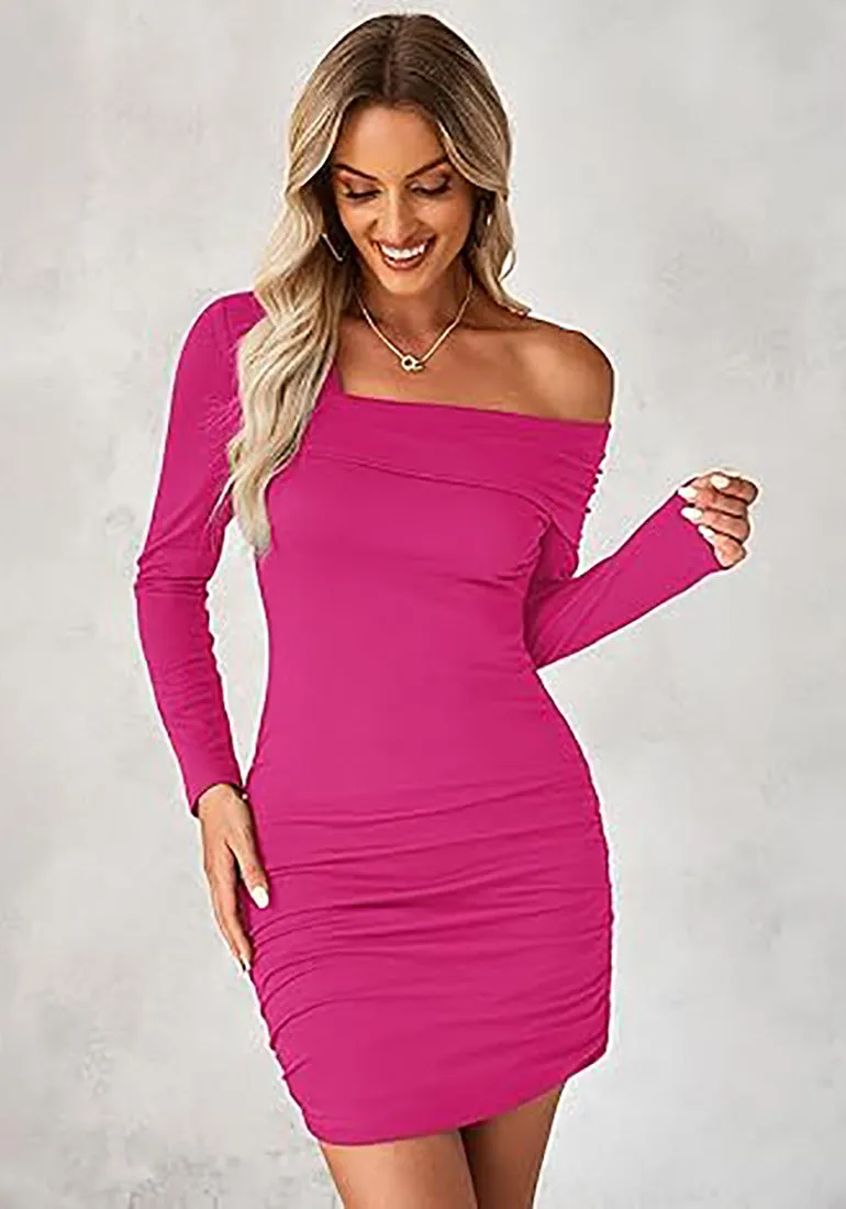 Women's Bodycon One Shoulder Long Sleeve Sexy Short Dress