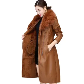 Women’s Brown Genuine Sheepskin Sherpa Shearling Faux Fur Lined Slim Fit Winter Warm Casual Fashion Leather Jacket