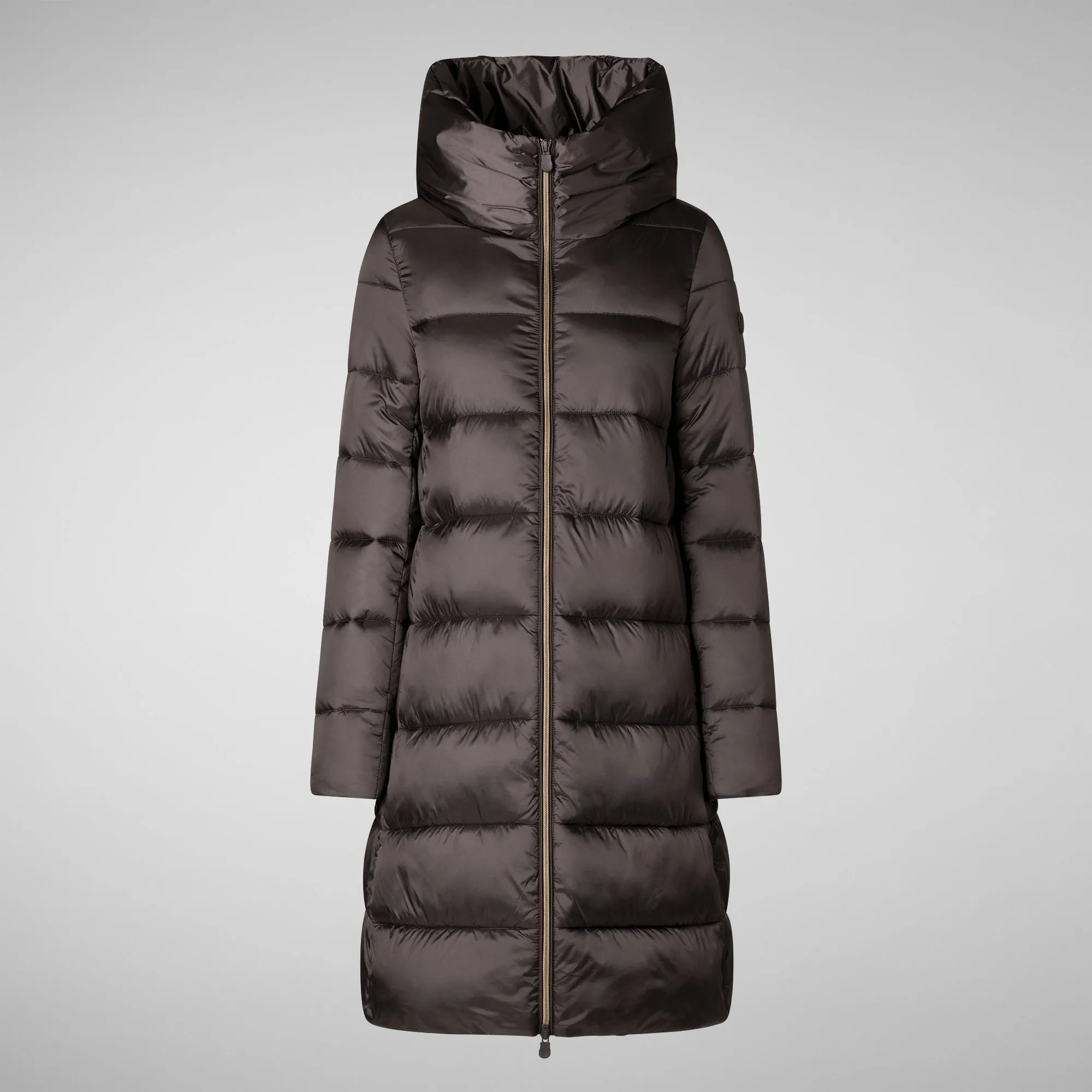 Women's Hooded Animal free Puffer Lysa Coat Brown Black