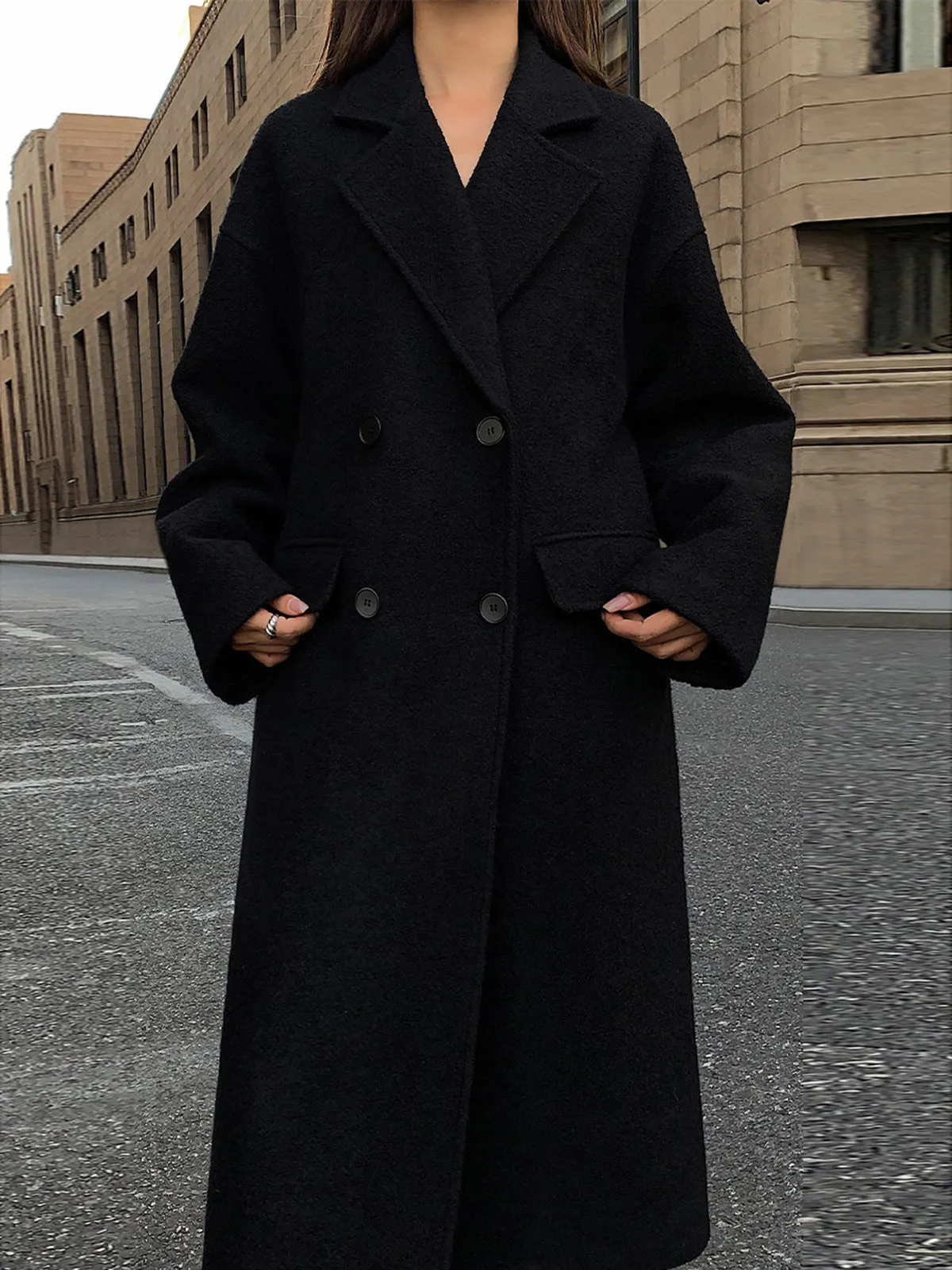 Wool-Blend Tweed Long Coat