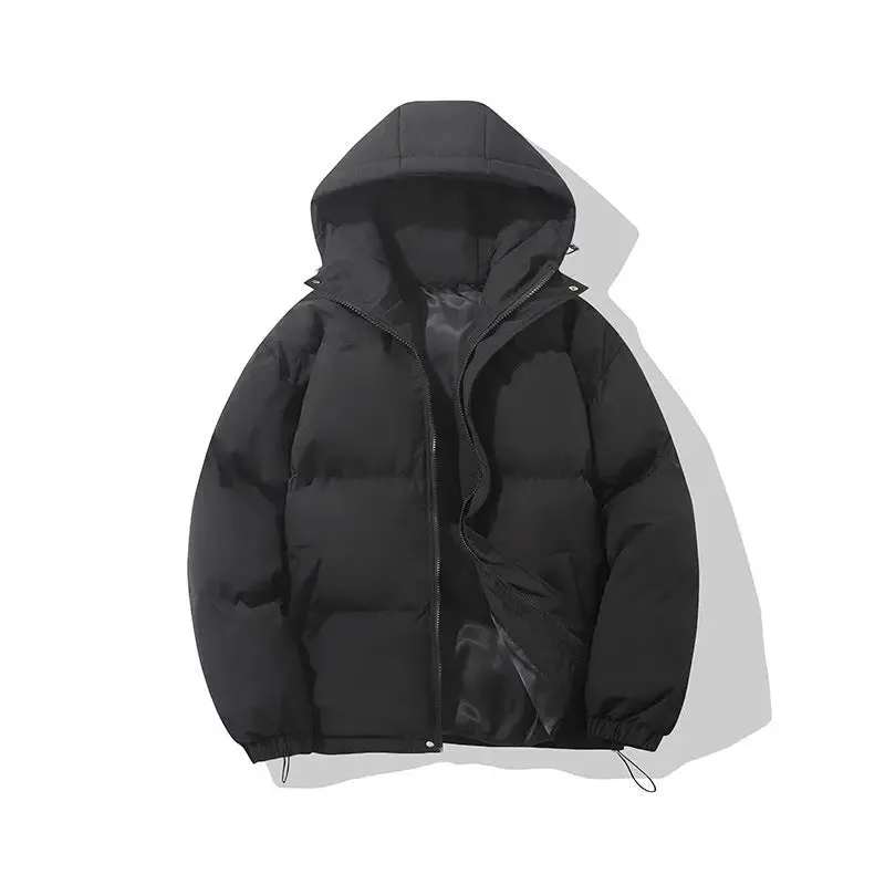 Zipper Solid Color Hooded Padded Jacket